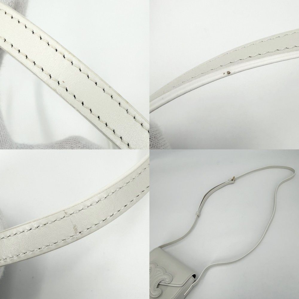 Celine Shoulder Bag Cuir Triomphe Mini Besace Pochette Leather White — view 8