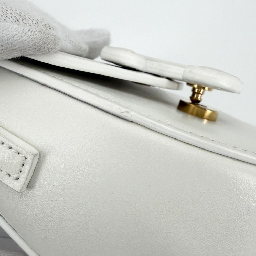 Celine Shoulder Bag Cuir Triomphe Mini Besace Pochette Leather White — view 6