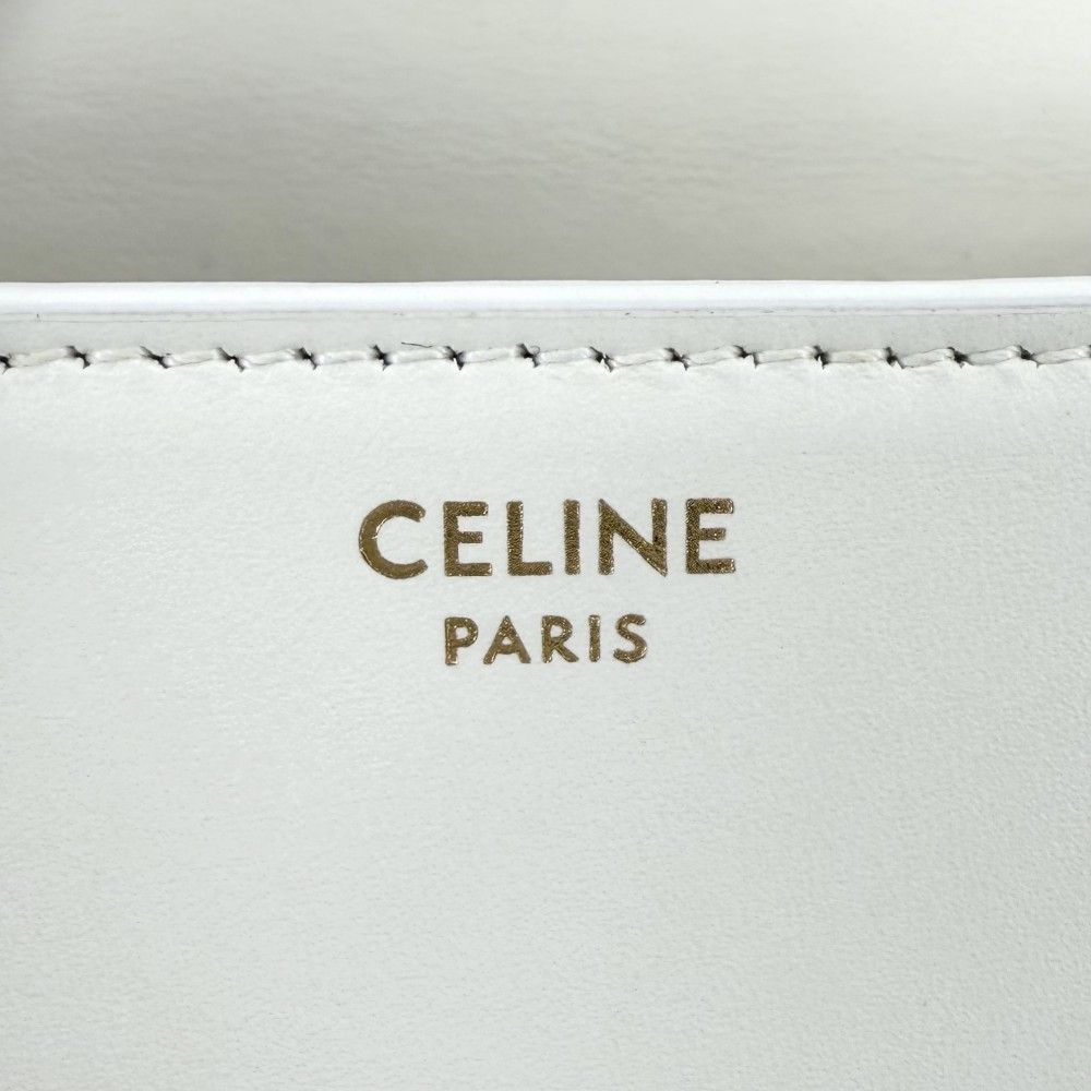 Celine Shoulder Bag Cuir Triomphe Mini Besace Pochette Leather White — view 4