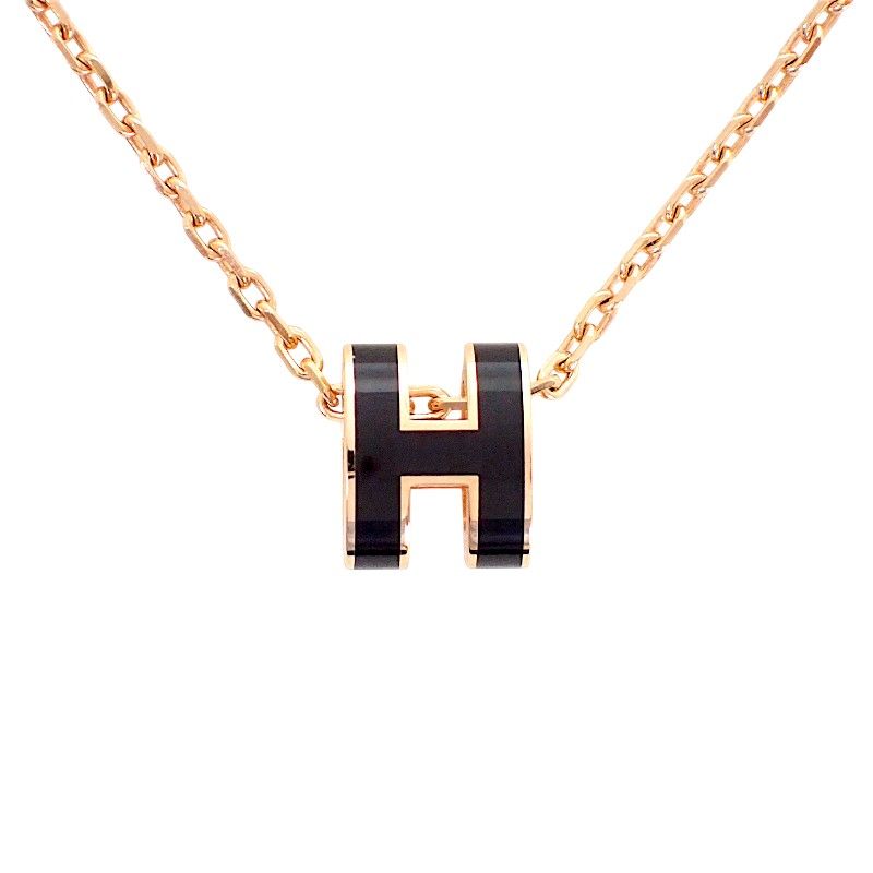 Hermes Mini Pop Pendant Metal Black Pink Gold Included — view 2