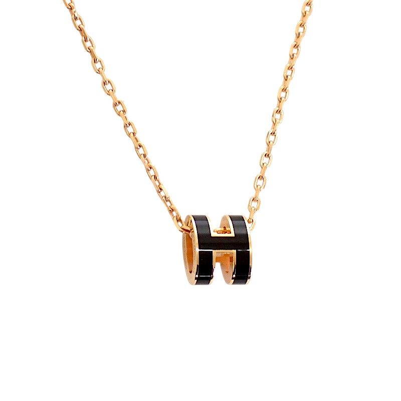 Hermes Mini Pop Pendant Metal Black Pink Gold Included — view 3