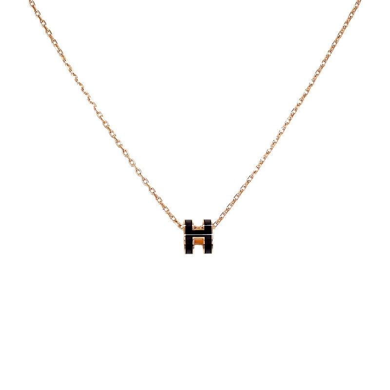 Hermes Mini Pop Pendant Metal Black Pink Gold Included — view 5
