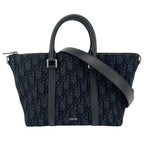 Dior 2-Way Oblique Weekender 25 Handbag Shoulder Bag Crossbody Canvas