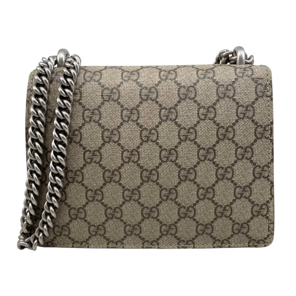 Gucci Shoulder Bag Dionysus GG Supreme Tiger Head Beige Brown Silver — view 2