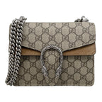 Gucci Shoulder Bag Dionysus GG Supreme Tiger Head Beige Brown Silver