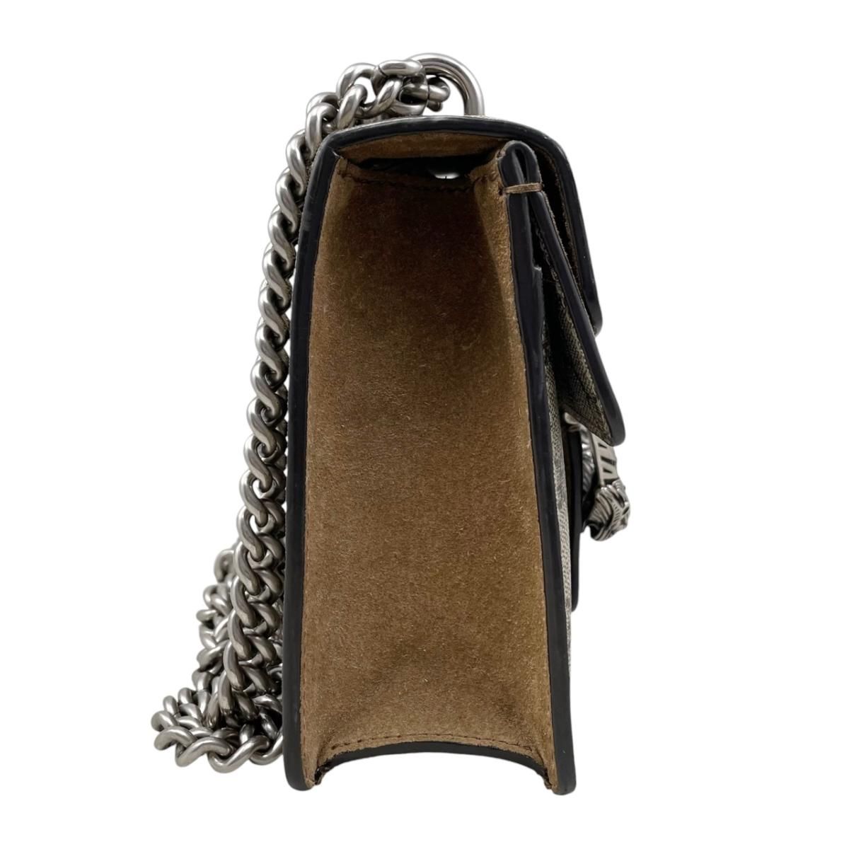 Gucci Shoulder Bag Dionysus GG Supreme Tiger Head Beige Brown Silver — view 4