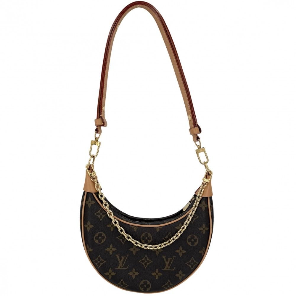 Louis Vuitton Shoulder Bag Monogram Loop 2-Way Handbag Brown Gold Vintage — view 2