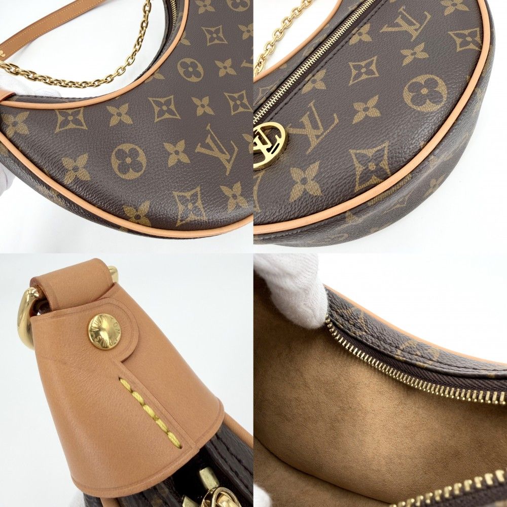 Louis Vuitton Shoulder Bag Monogram Loop 2-Way Handbag Brown Gold Vintage — view 6