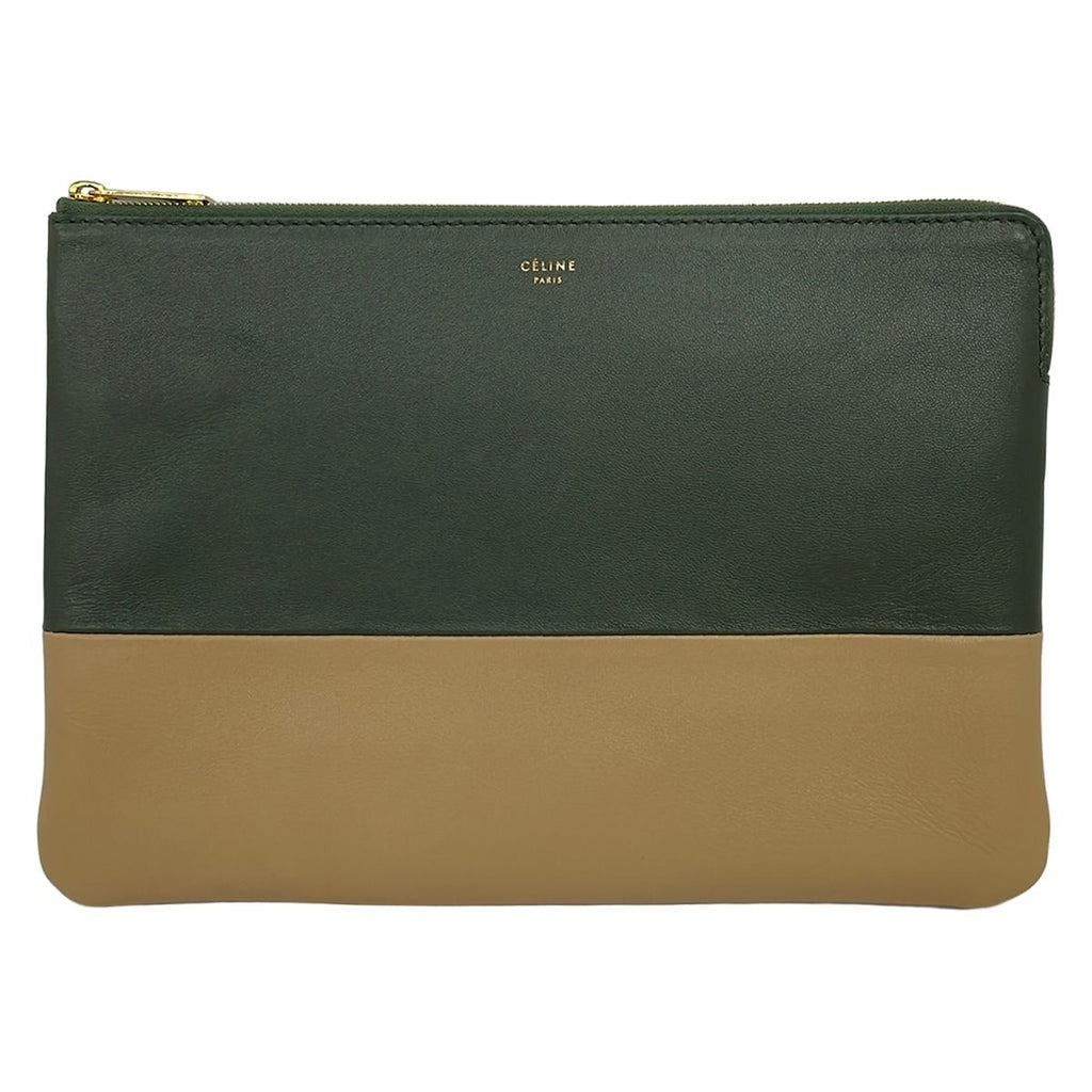 Celine Clutch Beige Bicolor Leather