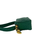 Chanel Card with Vintage Quilted CC Logo Caviar Leather Shoulder Bag Green — view 5