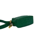 Chanel Card with Vintage Quilted CC Logo Caviar Leather Shoulder Bag Green — view 7