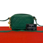Chanel Card with Vintage Quilted CC Logo Caviar Leather Shoulder Bag Green