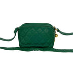 Chanel Card with Vintage Quilted CC Logo Caviar Leather Shoulder Bag Green — view 3
