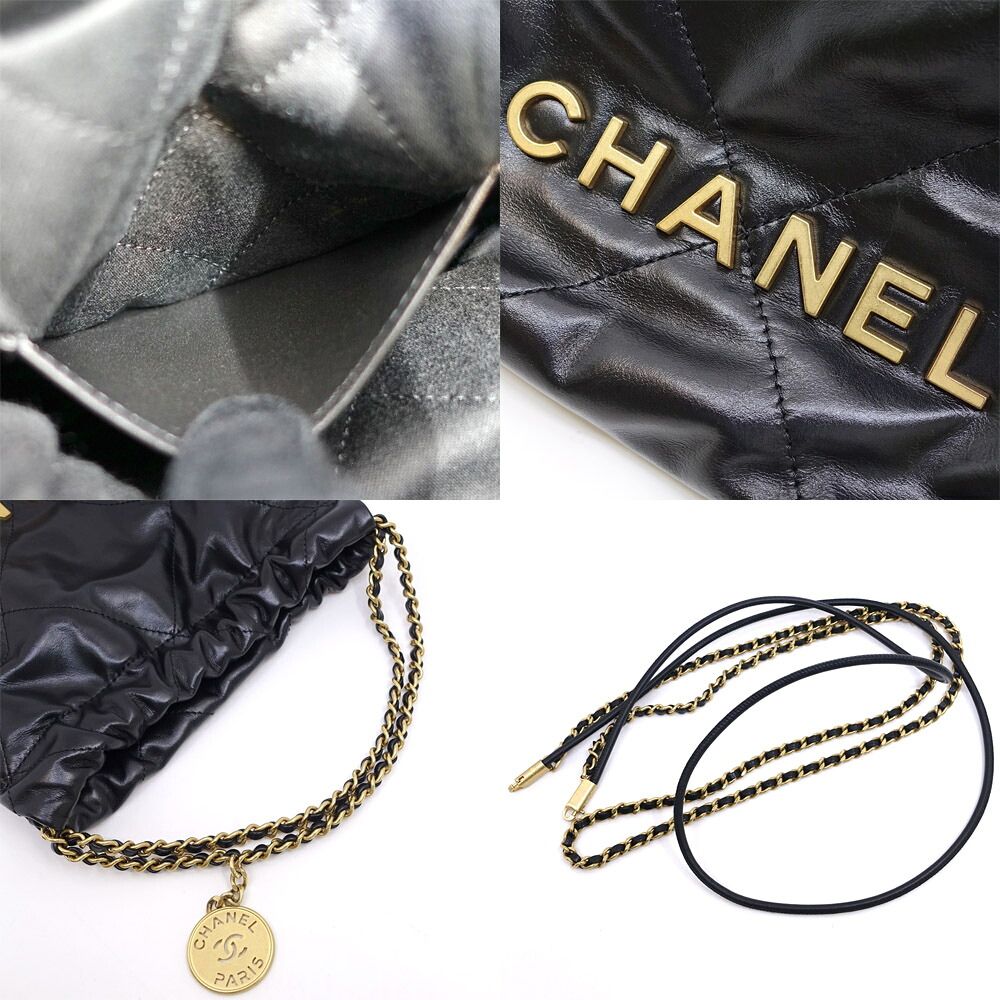 Chanel 22 Mini Calfskin BK GD Shoulder Bag — view 7