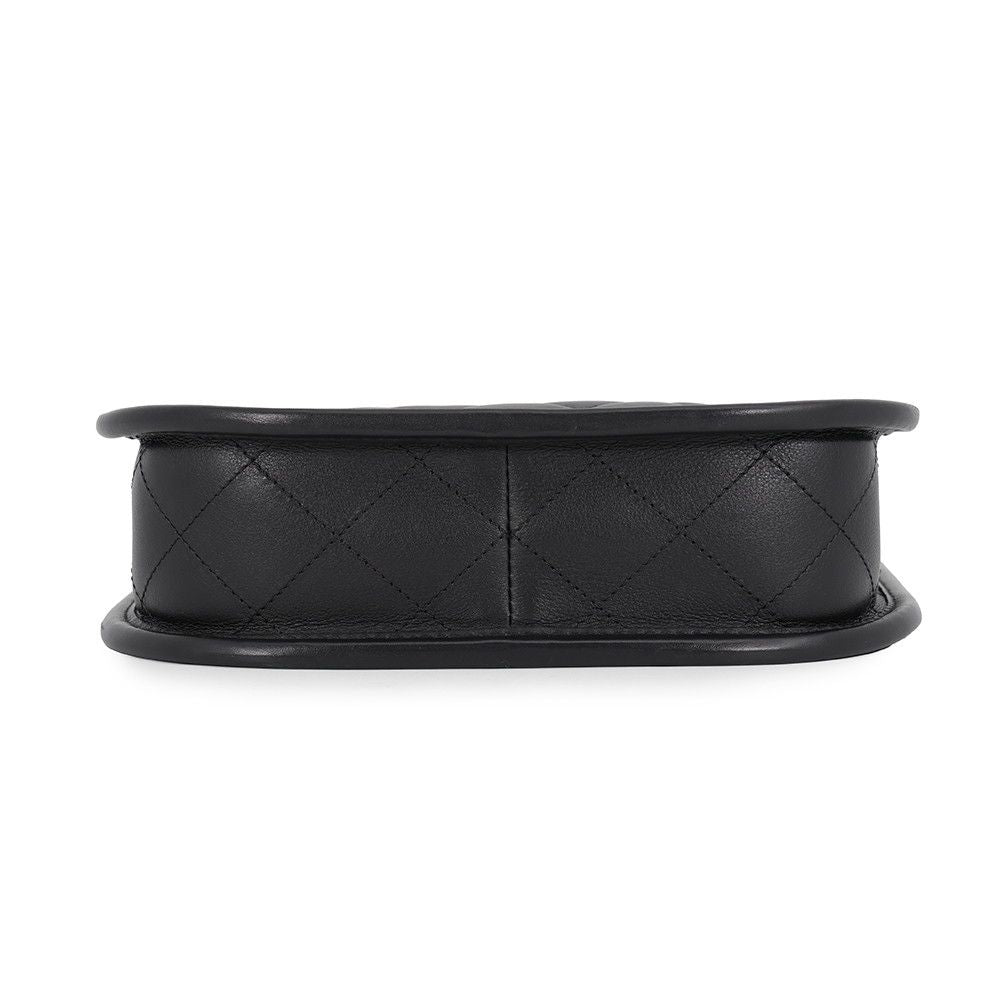 Chanel Chain Shoulder Bag Quilted CC Logo Hobo Lambskin 2-Way Black — view 3
