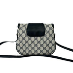 Gucci Vintage GG Logo Pattern Leather Mini Shoulder Bag Crossbody Pochette Navy — view 3