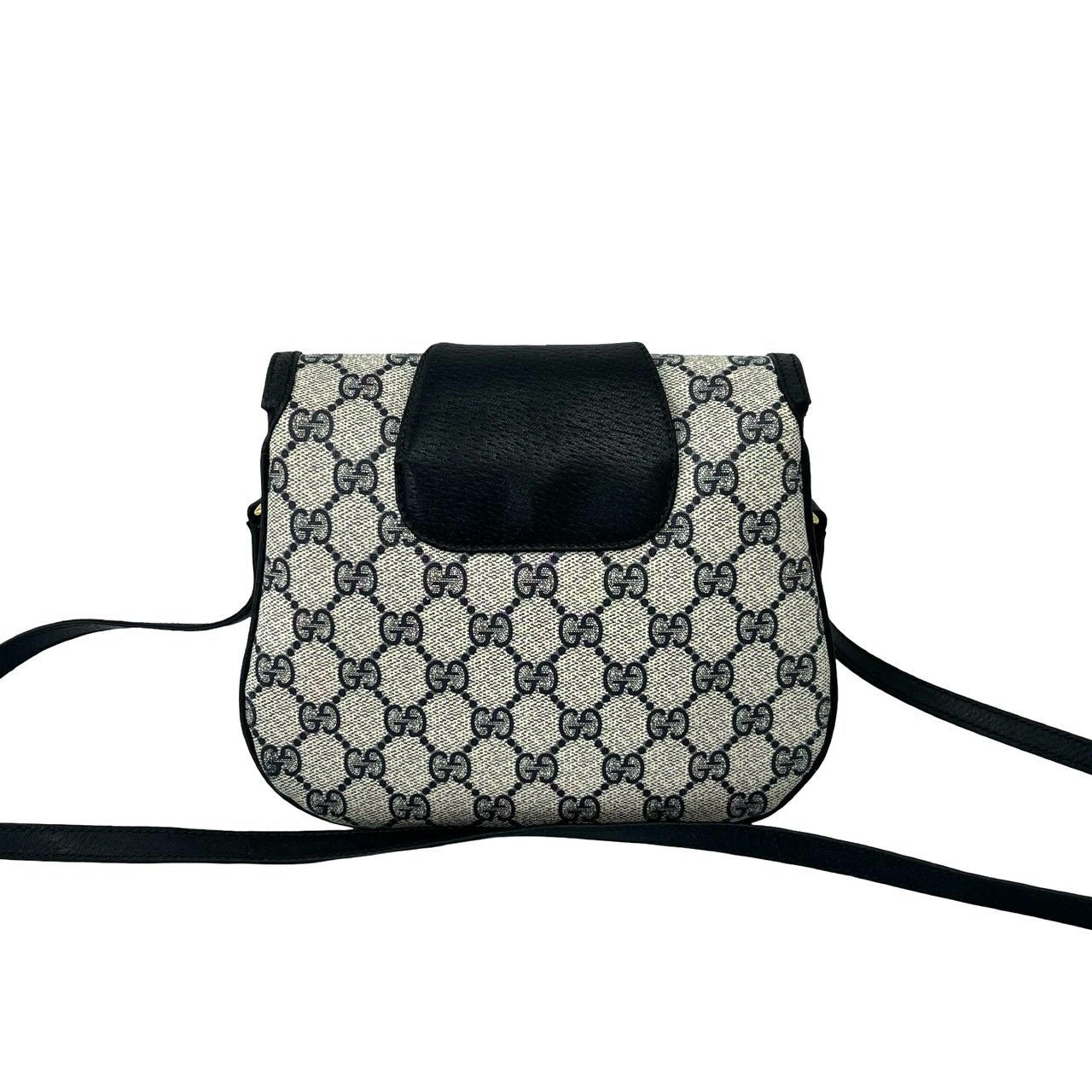 Gucci Vintage GG Logo Pattern Leather Mini Shoulder Bag Crossbody Pochette Navy — view 3