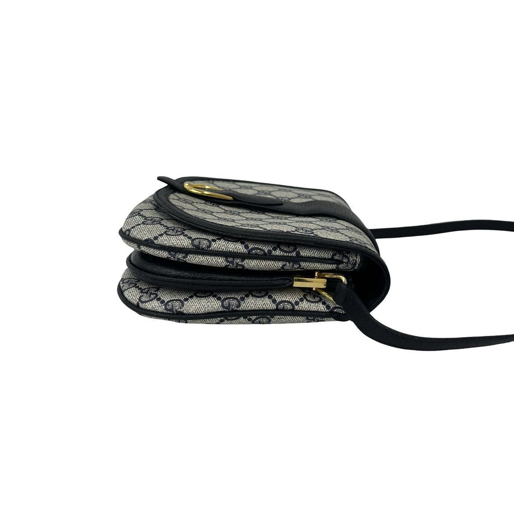 Gucci Vintage GG Logo Pattern Leather Mini Shoulder Bag Crossbody Pochette Navy — view 6