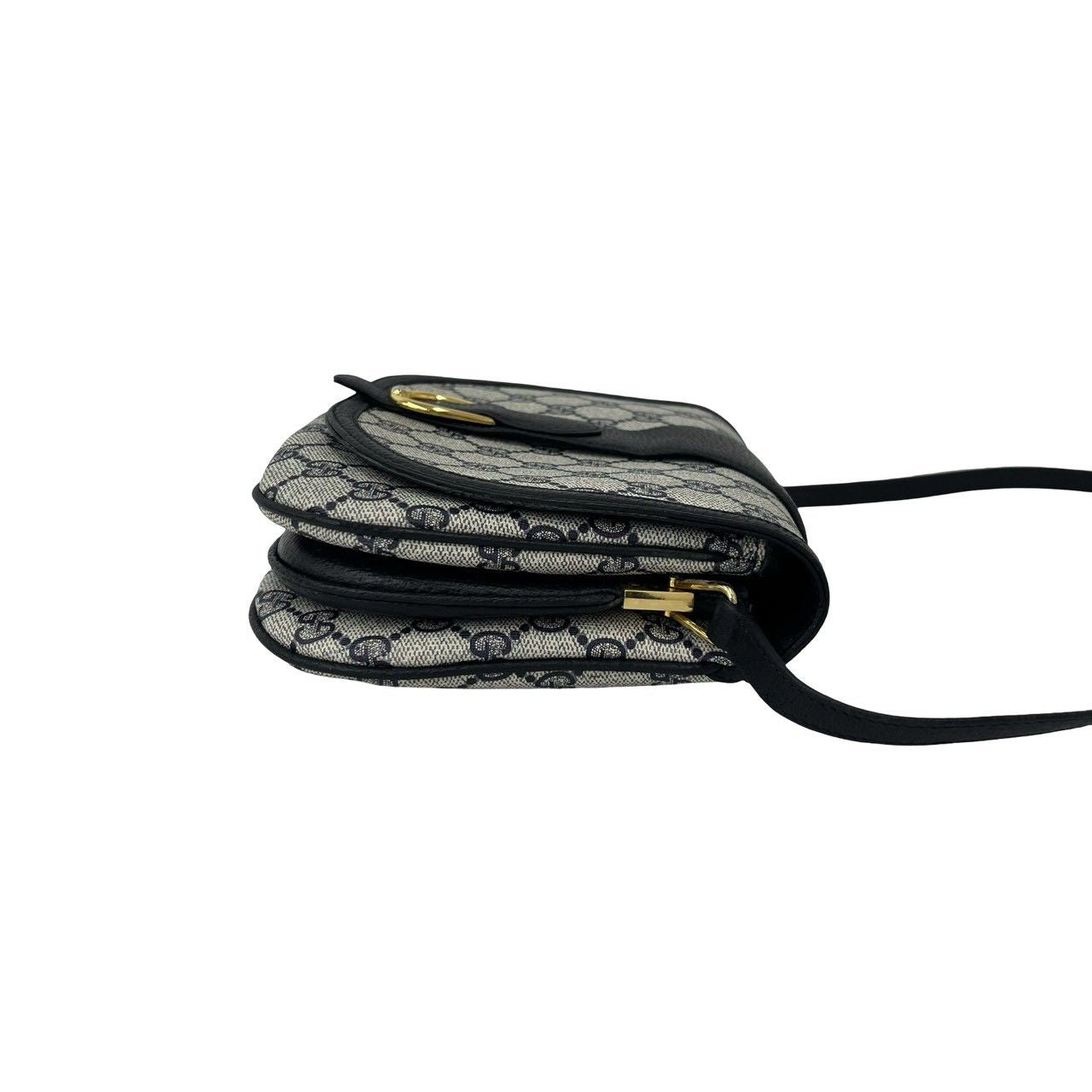 Gucci Vintage GG Logo Pattern Leather Mini Shoulder Bag Crossbody Pochette Navy — view 6