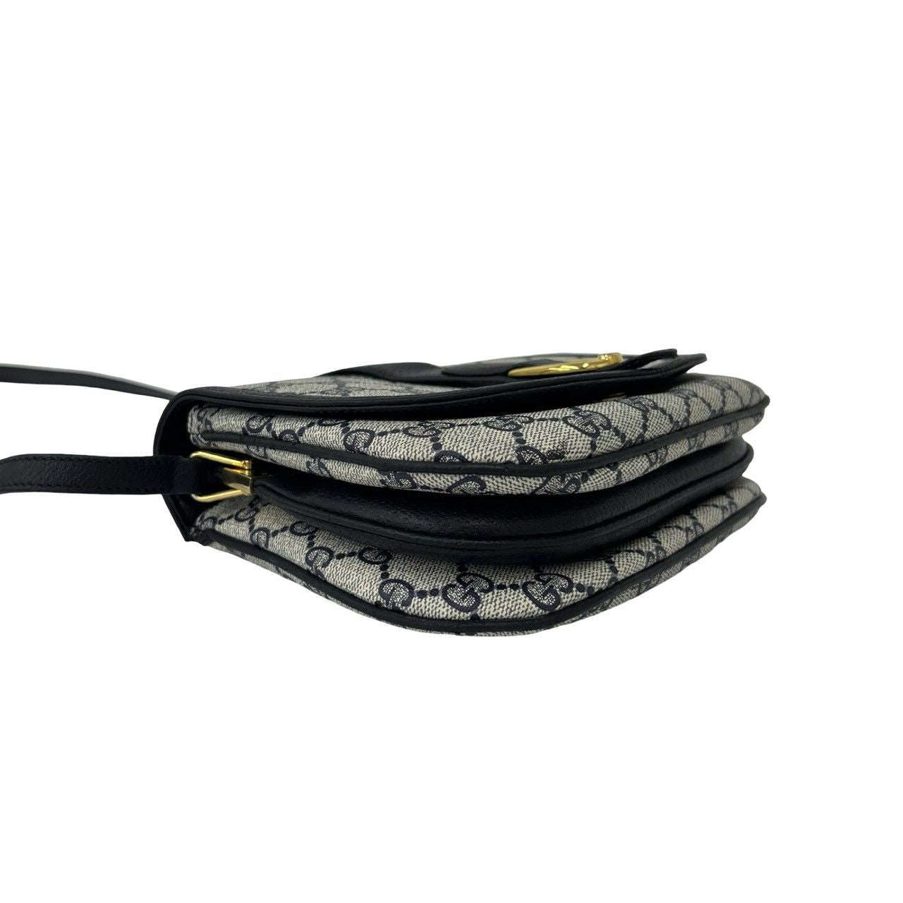Gucci Vintage GG Logo Pattern Leather Mini Shoulder Bag Crossbody Pochette Navy — view 7