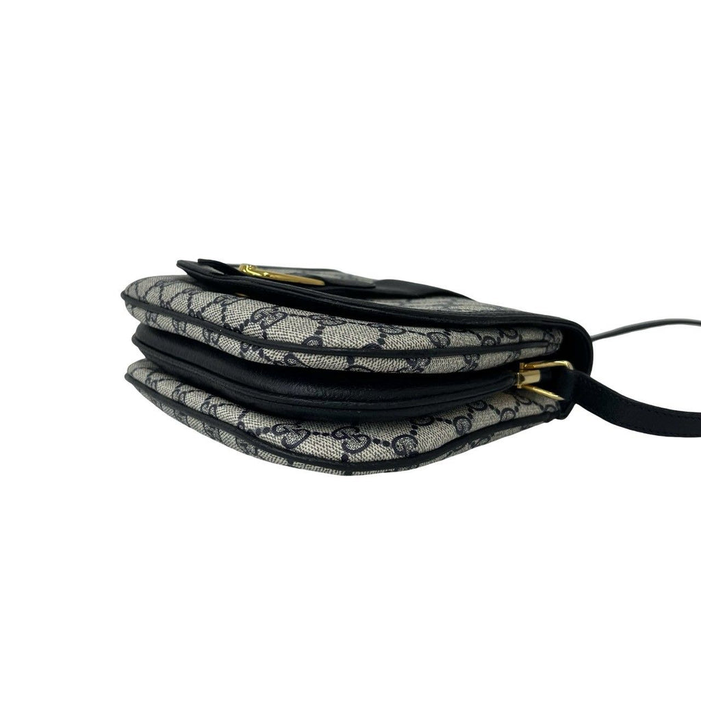 Gucci Vintage GG Logo Pattern Leather Mini Shoulder Bag Crossbody Pochette Navy — view 8