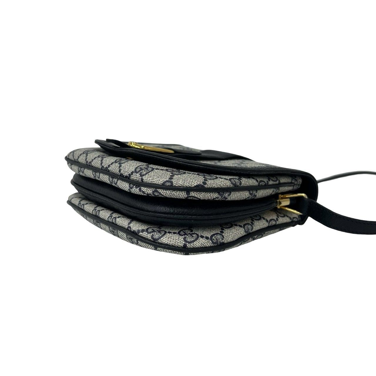 Gucci Vintage GG Logo Pattern Leather Mini Shoulder Bag Crossbody Pochette Navy — view 8
