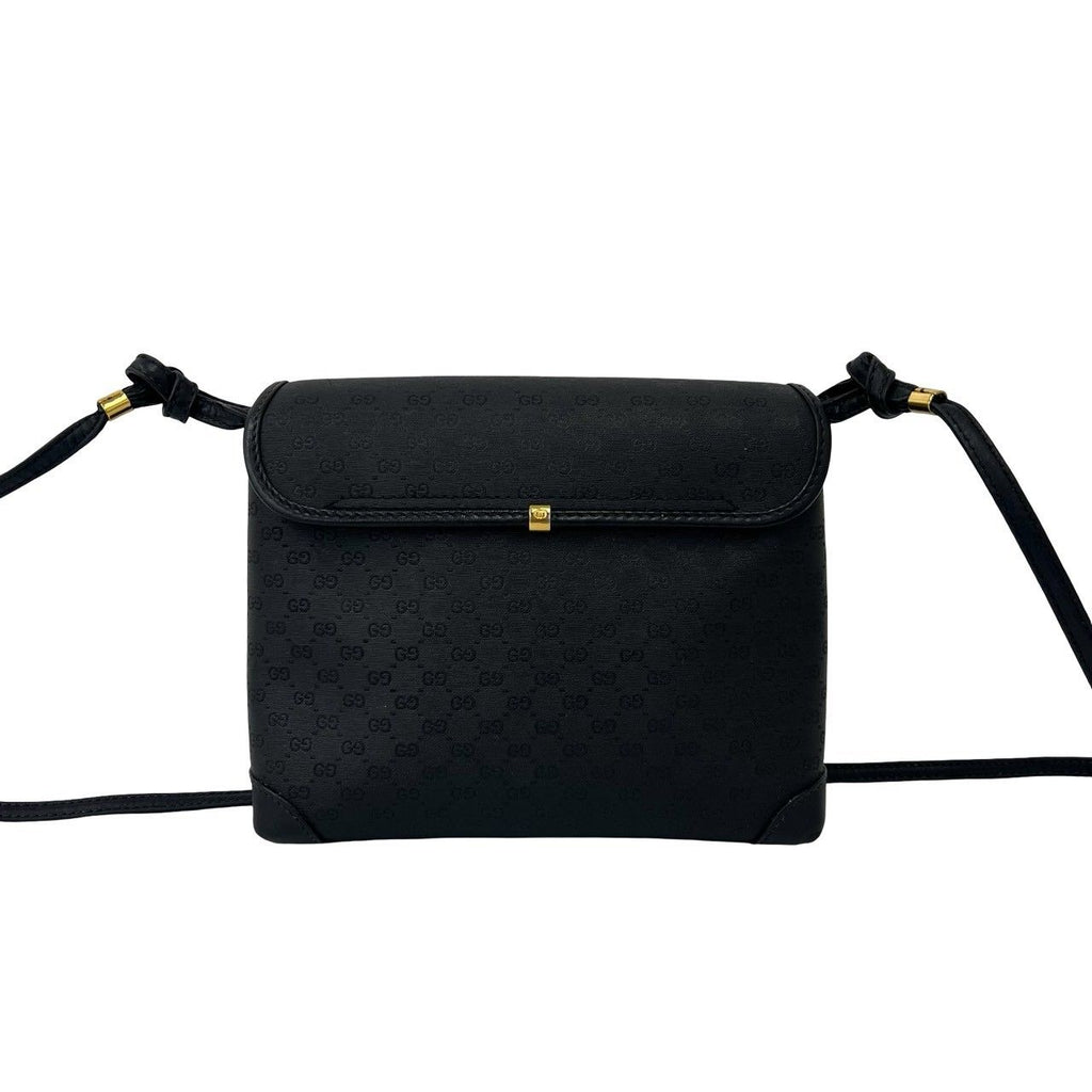 Gucci Vintage Micro GG Logo Leather Shoulder Bag Crossbody Pochette Black — view 3