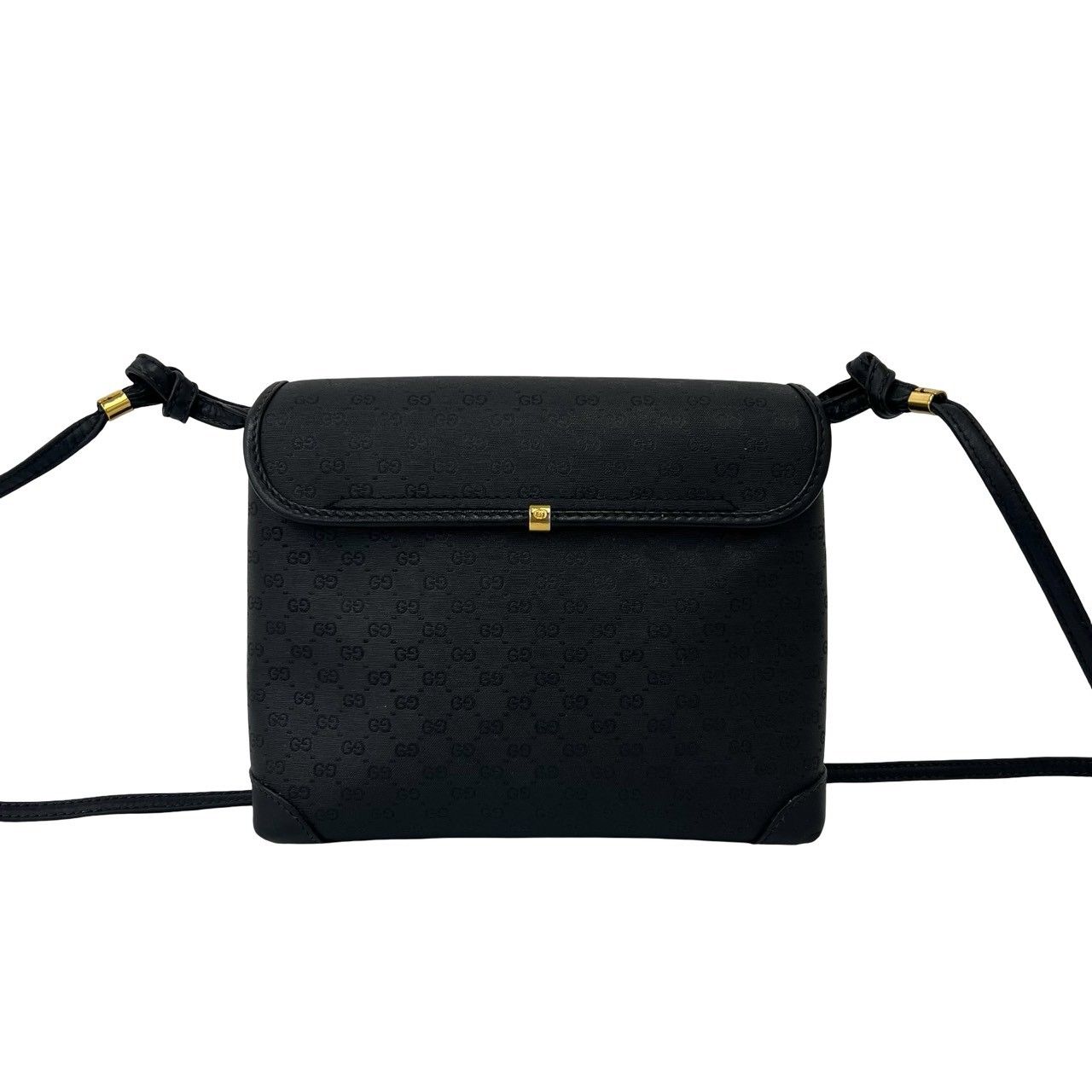 Gucci Vintage Micro GG Logo Leather Shoulder Bag Crossbody Pochette Black — view 3