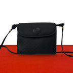 Gucci Vintage Micro GG Logo Leather Shoulder Bag Crossbody Pochette Black