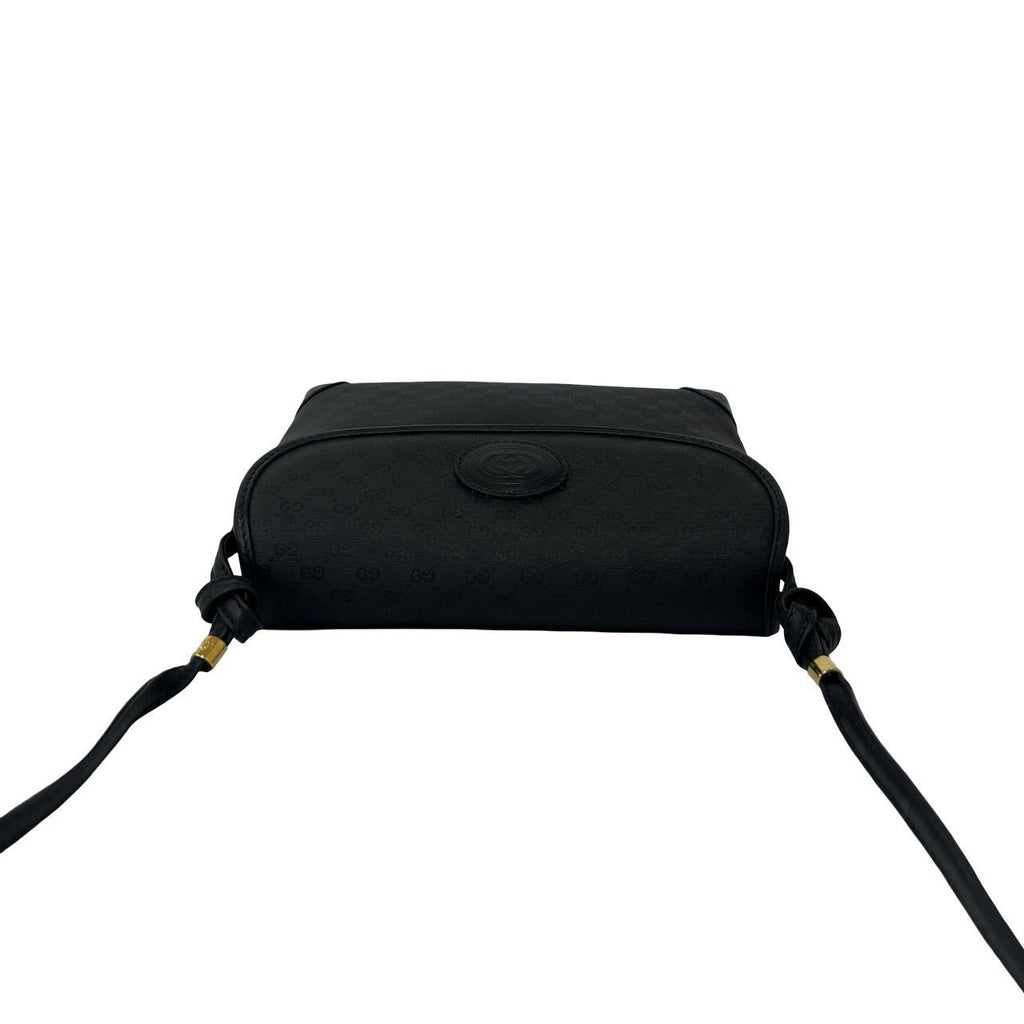 Gucci Vintage Micro GG Logo Leather Shoulder Bag Crossbody Pochette Black — view 4
