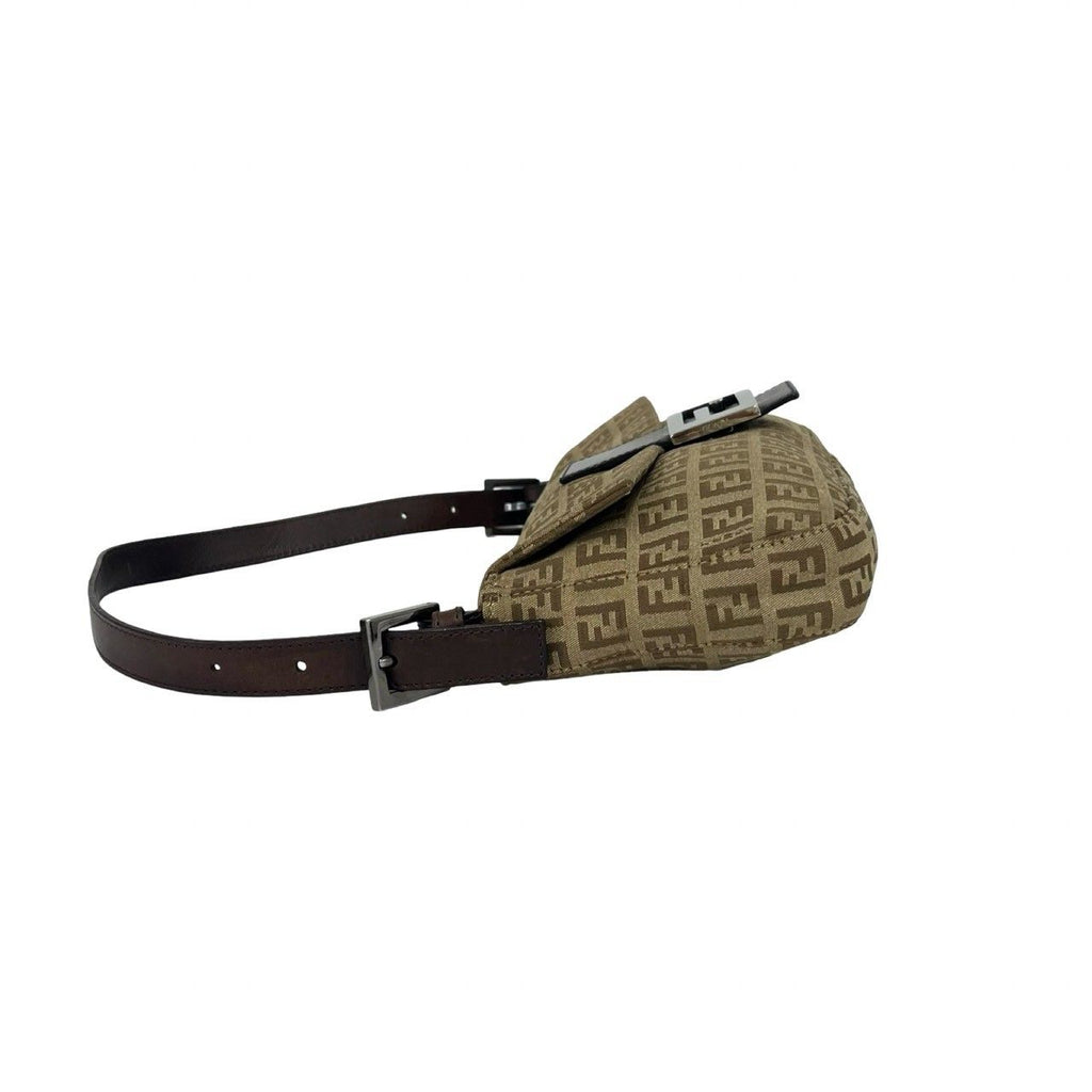 Fendi Vintage Zucchino FF Pattern Canvas Leather Shoulder Bag Beige Brown — view 5