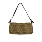 Fendi Vintage Zucchino FF Pattern Canvas Leather Shoulder Bag Beige Brown — view 3