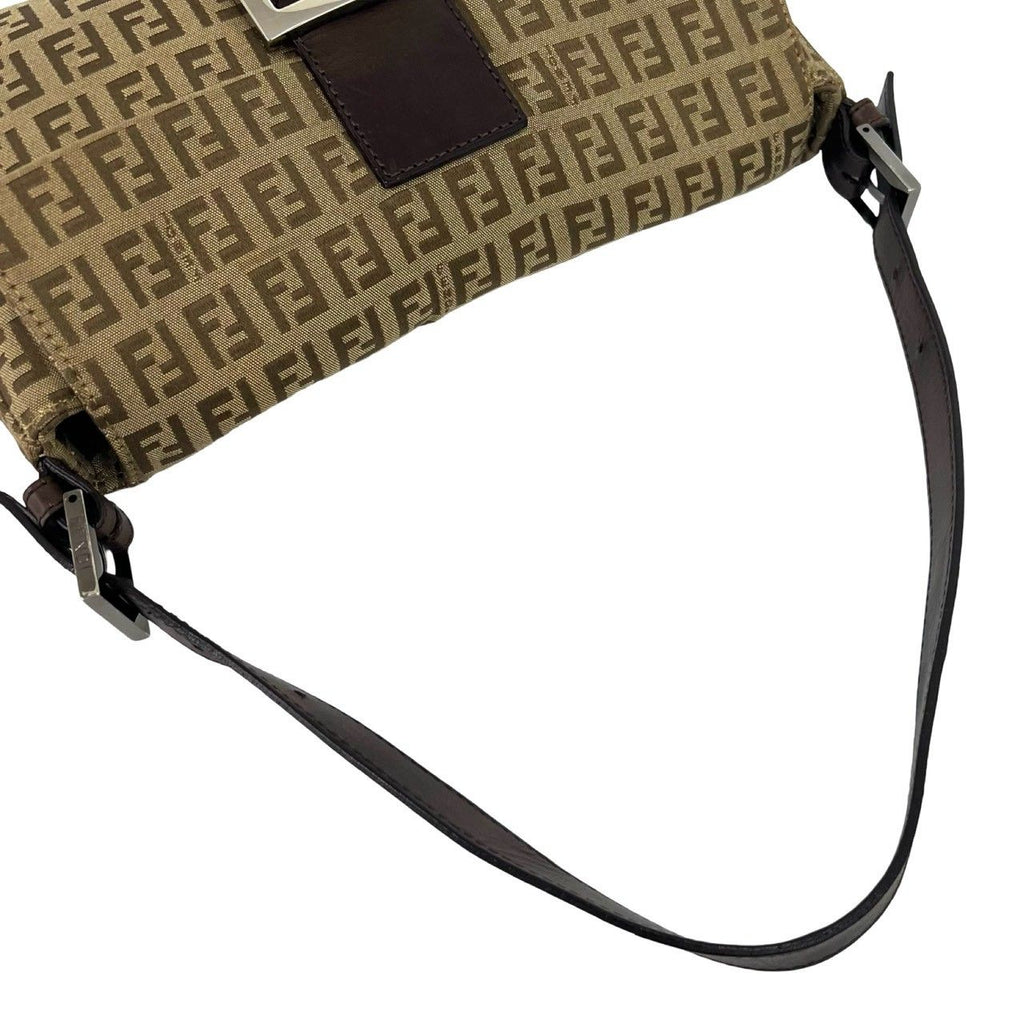 Fendi Vintage Zucchino FF Pattern Canvas Leather Shoulder Bag Beige Brown — view 4