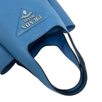 Prada Vitello Daino Triangle Logo Soft Leather Handle Mini Tote Bag Light Blue — view 4