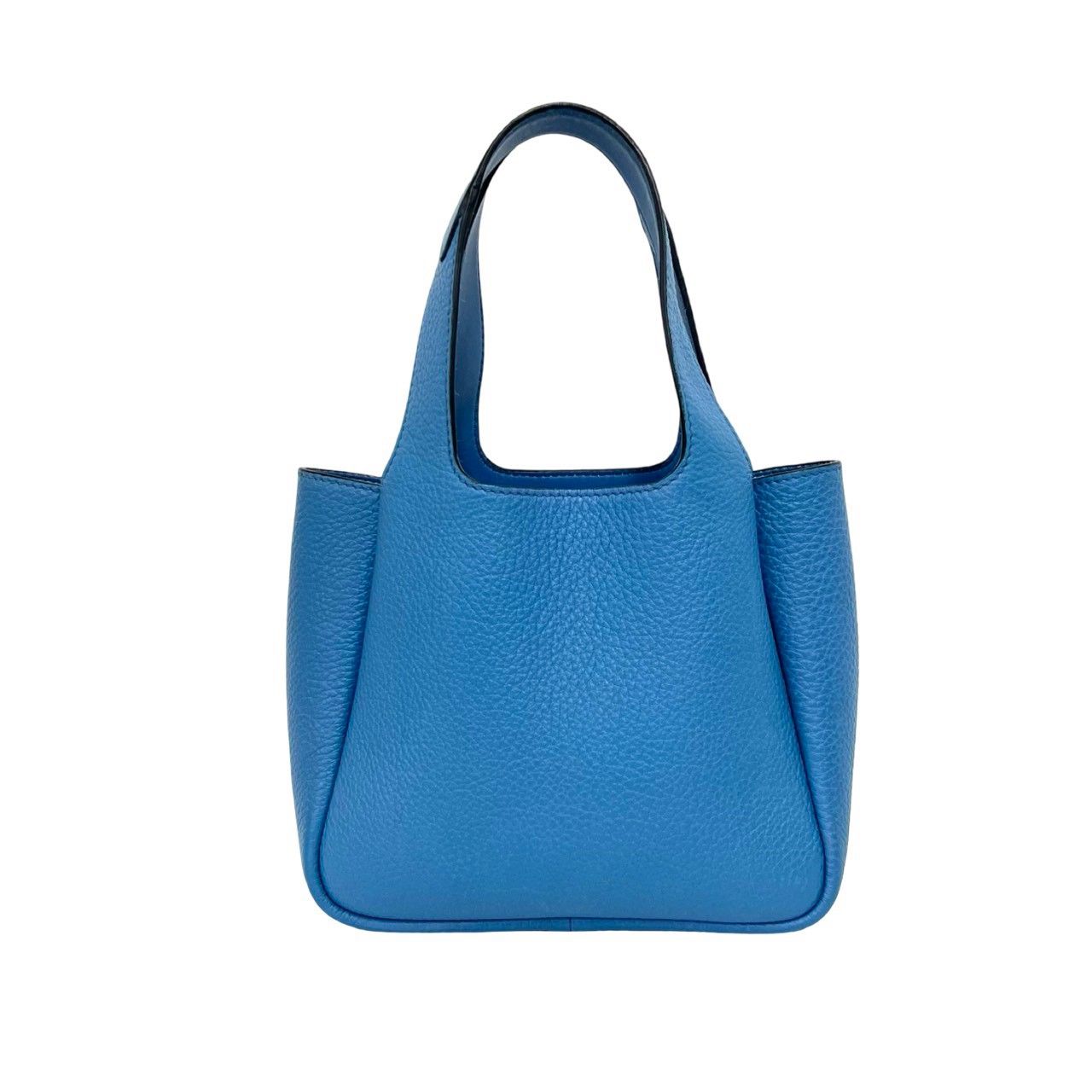 Prada Vitello Daino Triangle Logo Soft Leather Handle Mini Tote Bag Light Blue — view 3