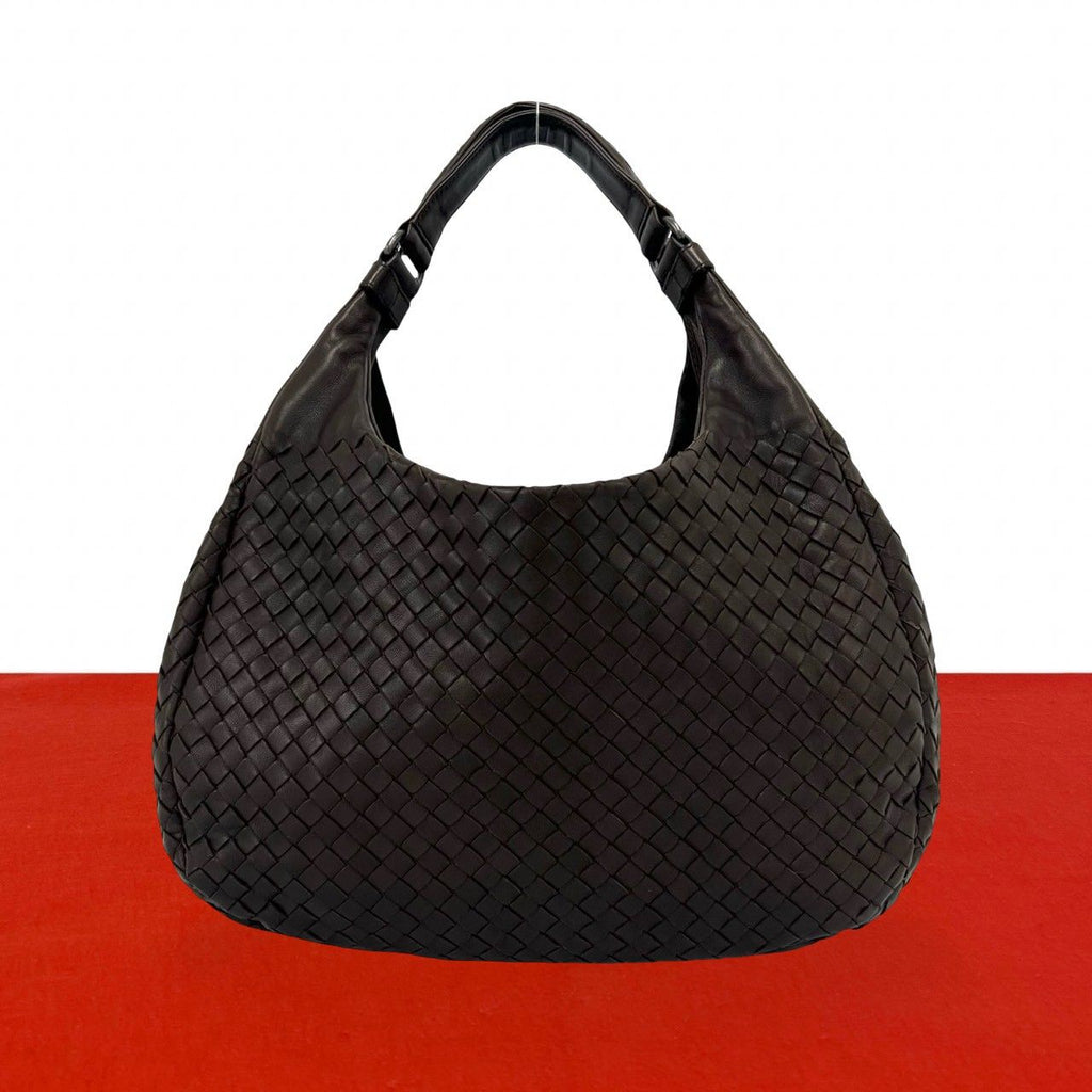Bottega Veneta Campana Intrecciato Leather Shoulder Bag Handbag Brown
