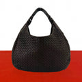 Bottega Veneta Campana Intrecciato Leather Shoulder Bag Handbag Brown