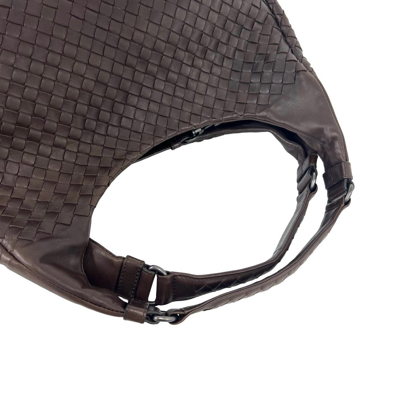 Bottega Veneta Campana Intrecciato Leather Shoulder Bag Handbag Brown — view 4