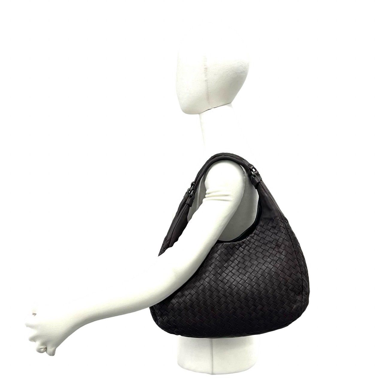 Bottega Veneta Campana Intrecciato Leather Shoulder Bag Handbag Brown — view 2
