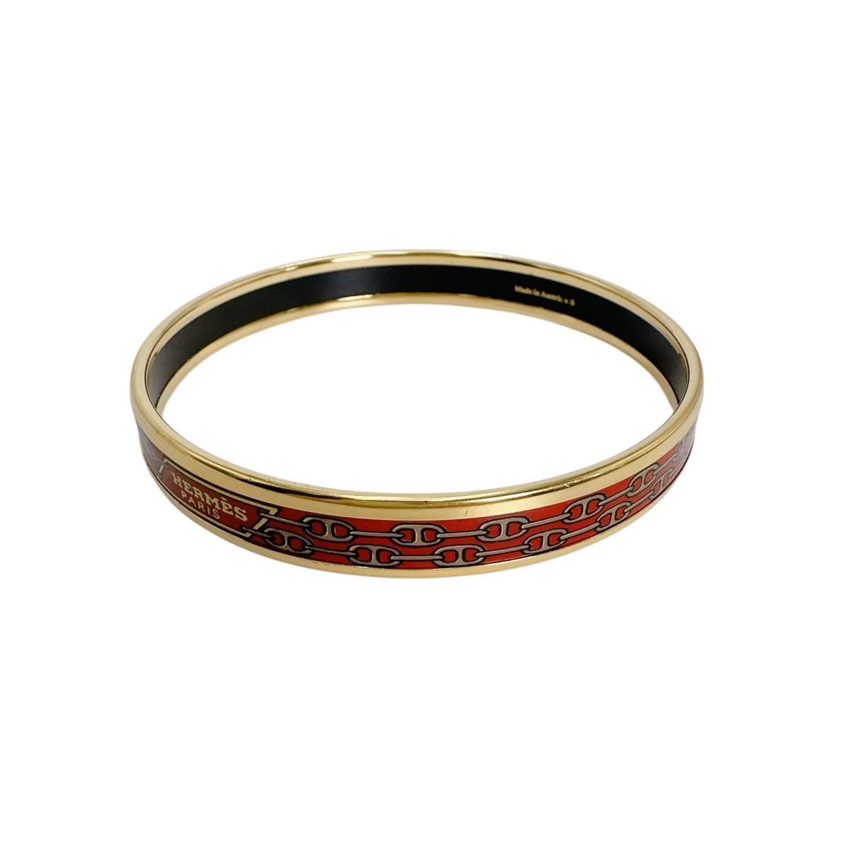Hermes Rouge Boule Emailles PM Bangle Gold Bracelet — view 4