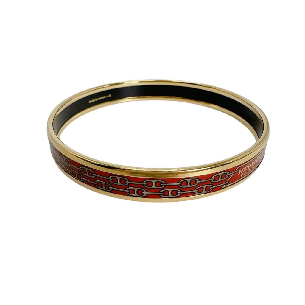 Hermes Rouge Boule Emailles PM Bangle Gold Bracelet — view 5