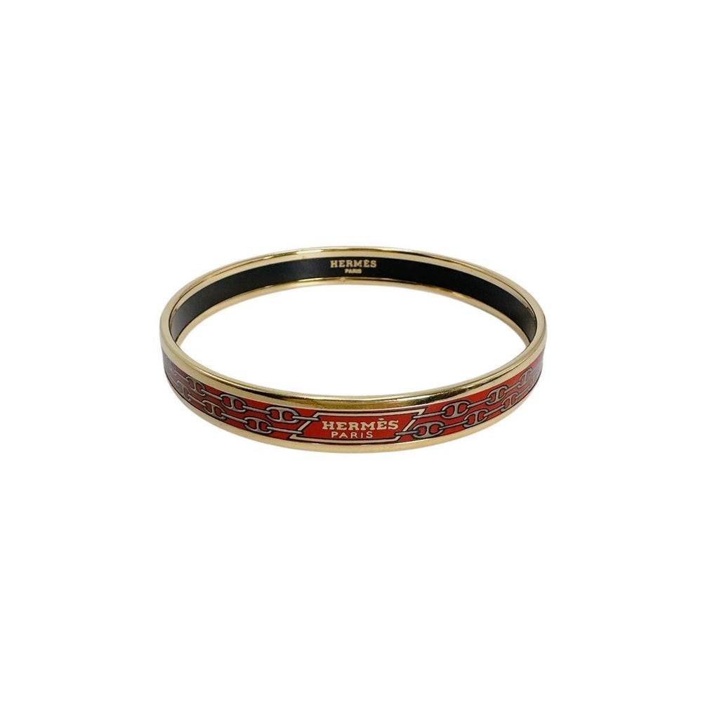 Hermes Rouge Boule Emailles PM Bangle Gold Bracelet — view 2
