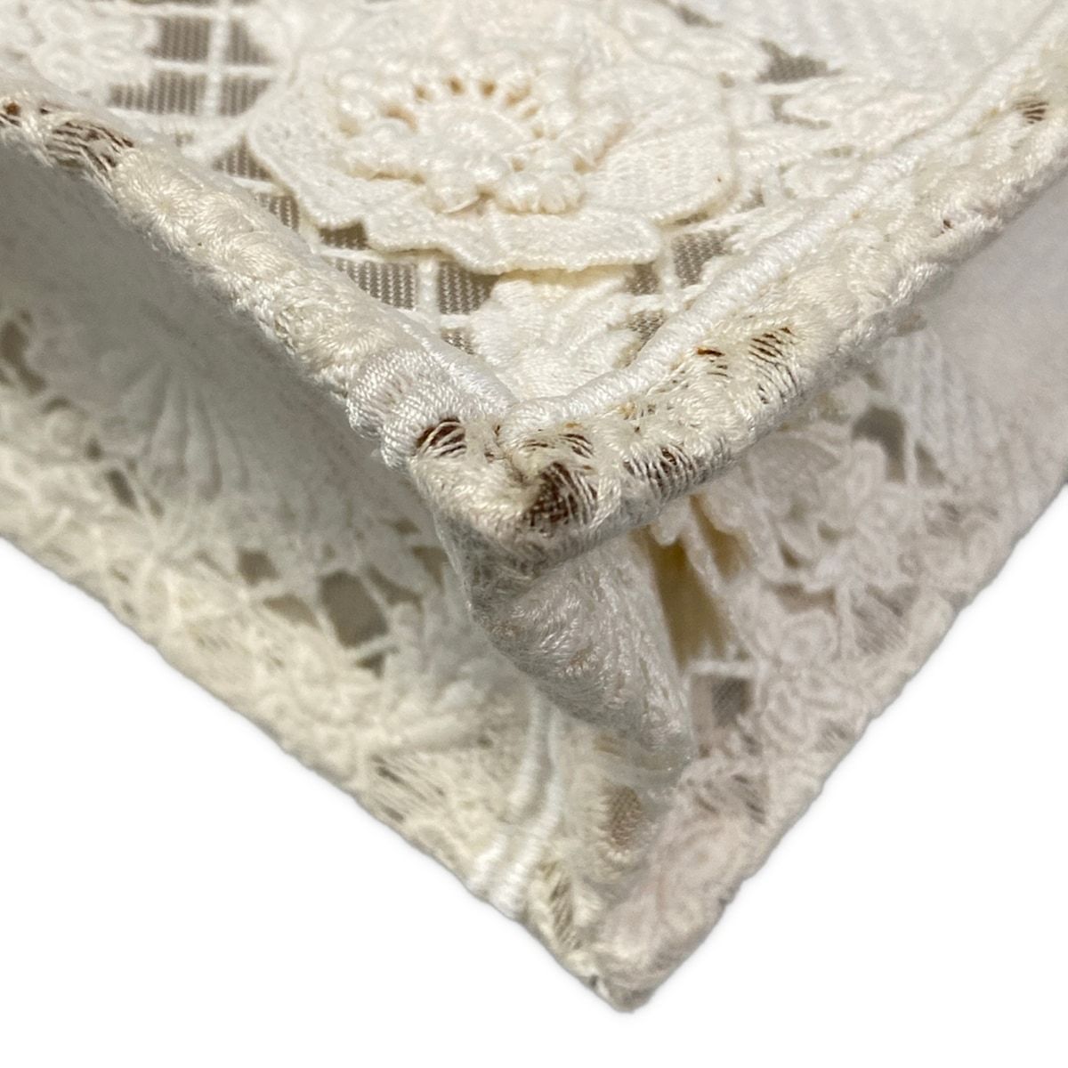 Dior Tote Bag Book Mini Phone White Lace Cotton Leather — view 6