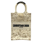 Dior Tote Bag Book Mini Phone White Lace Cotton Leather