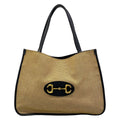 Gucci Tote Bag Horsebit Beige Dark Navy Leather