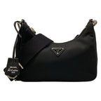 Prada Shoulder Bag Re Edition Re-Nylon Black Detachable Strap Leather