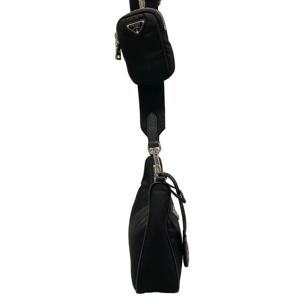Prada Shoulder Bag Re Edition Re-Nylon Black Detachable Strap Leather — view 2