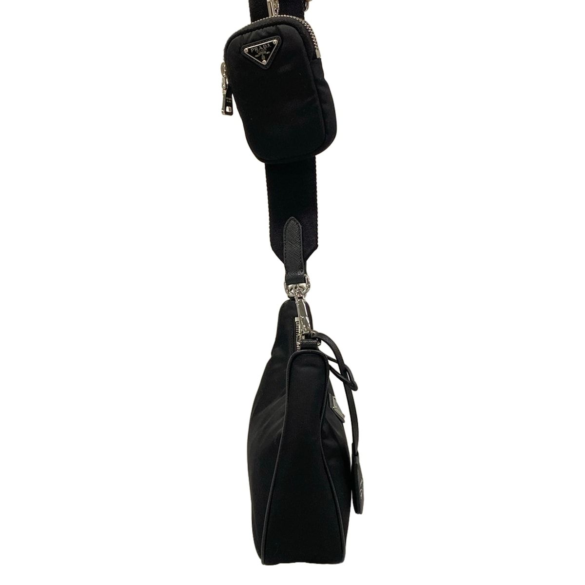 Prada Shoulder Bag Re Edition Re-Nylon Black Detachable Strap Leather — view 2