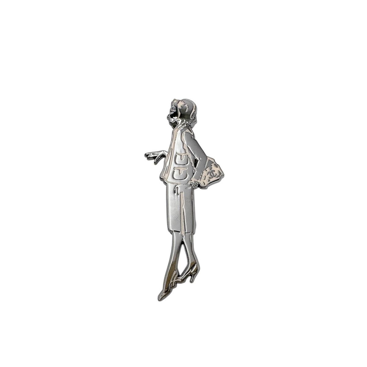 Chanel Pin Brooch Plate Pendant Silver — view 2