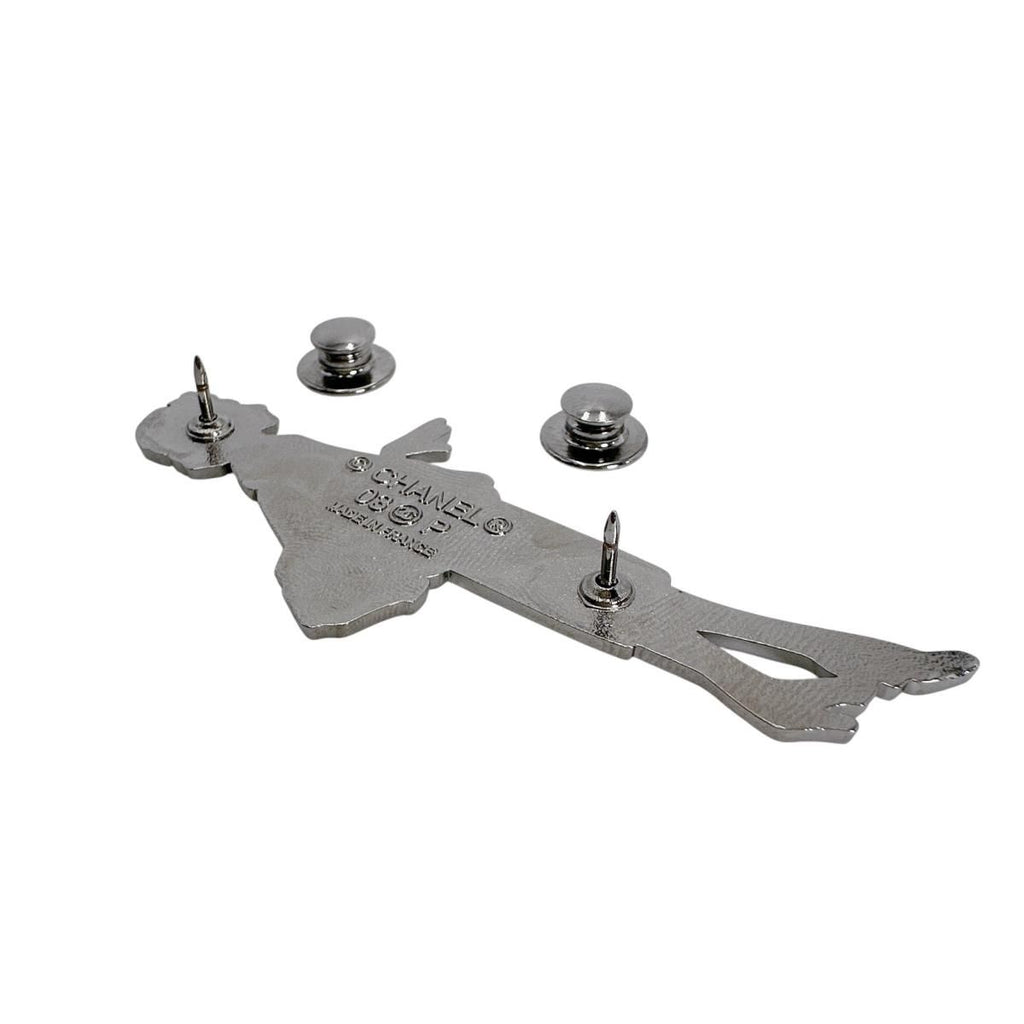 Chanel Pin Brooch Plate Pendant Silver — view 4
